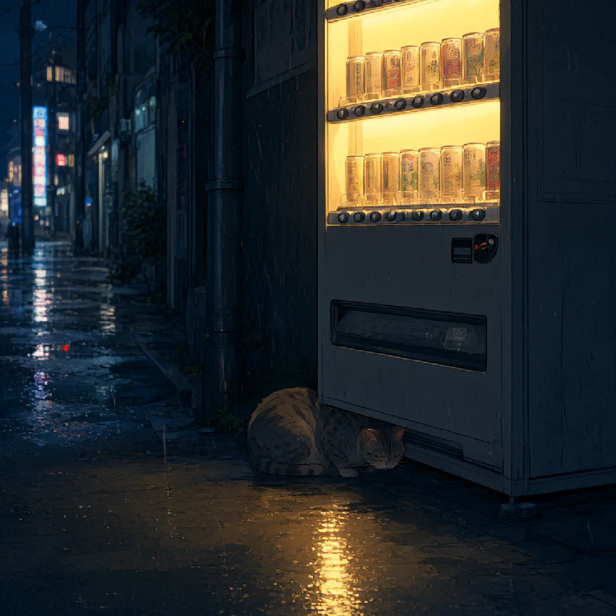 雨夜里唯一亮着的东西